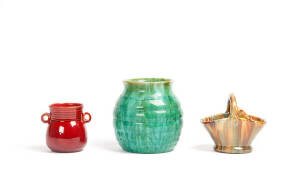 JOHN CAMPBELL: Group of 3 Tasmanian pottery vases. Heights 9cm, 11cm &13cm