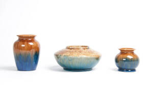 REGAL MASHMAN: Group of 3 pottery vases c1930s. Heights 8cm, 9cm &13cm