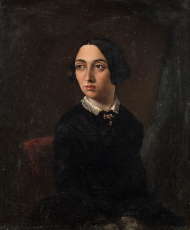 ROBERT HAWKER DOWLING (attributed), (1827-1886), portrait of a lady, circa 1852-1853, oil on academy board, 30.5 x 25cm, 43 x 38cm overall PROVENANCE Purchased from the Cranny family, Tasmania, 1970s