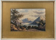 ARTIST UNKNOWN, (New Zealand landscape, 19th century), watercolour, 23 x 35cm, 40 x 55cm overall - 2