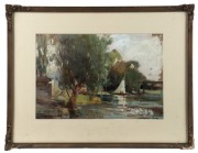 WILLIAM DELAFIELD COOK SENIOR (1861-1931), Boats on the Water, Kew, The Yarra, gouache,  signed lower right "Delafield Cook", ​​​​​​​24 x 37cm, 41 x 54cm overall - 2