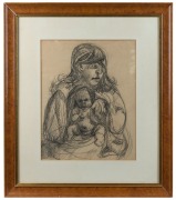 JOHN PERCEVAL (1923-2000), Mother & Child, pencil drawing, signed and dated verso "Perceval, 1947", 50 x 40cm, 80 x 70cm overall - 2