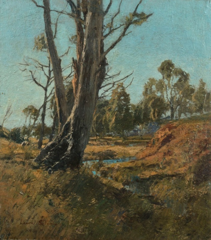 LANCE SOLOMON (1913-1989), (landscape), oil on board, signed lower left "Lance Solomon", titled lower right (illegible), 45 x 40cm, 73 x 66cm overall