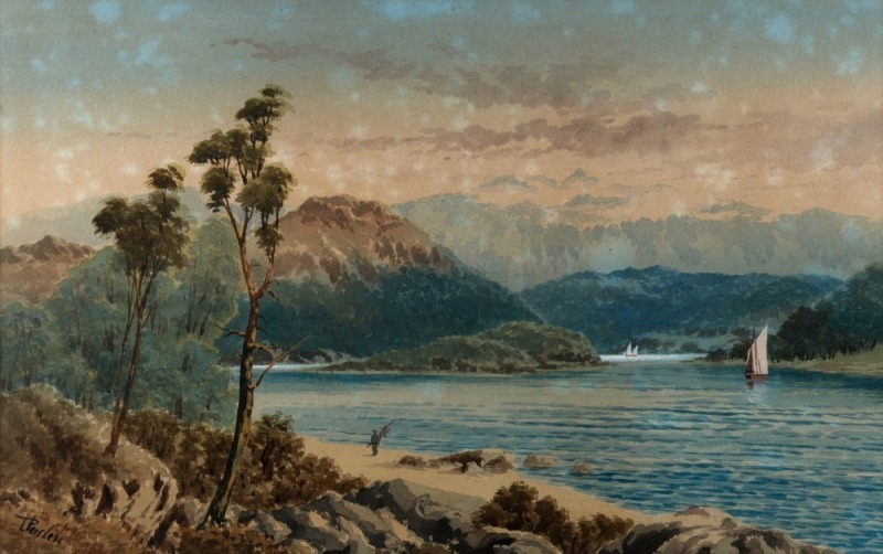 THOMAS PEERLESS (1858-1896), (New Zealand landscape), watercolour, signed lower left "T. Peerless", 32 x 52cm , 53 x 71cm overall