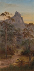 JOHN F. NORTON (Australian), (figure in mountain landscape), oil on canvas, signed lower right "J. F. Norton, 1909", 100 x 49cm, 121 x 69cm overall