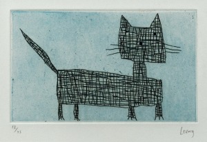 MICHAEL L. LEUNIG (1944 - ), (untitled cat), lithograph, 13/75, signed lower right "Leunig", 16 x 24cm, 38 x 48cm overall