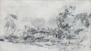 ABRAM LOUIS BUVELOT (1814-1888), Towards Home, pencil sketch, titled verso, 9 x 16.5cm, 27 x 32cm overall