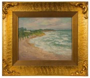 EMANUEL PHILLIPS FOX (1865-1915), View of Mentone Beach, oil on board, signed lower right "E.P. Fox", 19 x 26cm, 33 x 38cm overall, Provenance: Australian Art Auctions, Sydney, 1st July, 1991, lot 90/J "Vue de Mentone" (View  of Mentone), oil on panel, 19 - 2