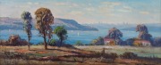 LEON HANSON (1918-2011), Sydney Harbour From Balmoral, oil on board,  signed lower right "Leon Hanson", ​​​​​​​24 x 60cm, 45 x 80cm overall