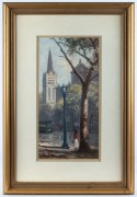 LEON HANSON (1918-2011), Collins Street Melbourne oil on canvas board,  signed lower left "Leon Hanson", 50 x 24cm, 80 x 53cm overall - 2