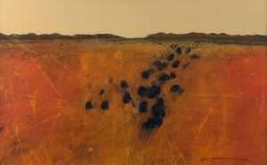 ROBERT HOLCOMBE (b.1945), Yourambulla Country, acrylic on paper on board, 2003, signed lower right, 32 x 52cm; framed 59 x 76cm.