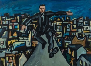 TERRY MATASSONI (b.1959), Leaving the Suburb, 1989, gouache, named, titled and dated verso, 56 x 75cm; framed 79 x 97cm.