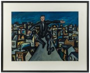 TERRY MATASSONI (b.1959), Leaving the Suburb, 1989, gouache, named, titled and dated verso, 56 x 75cm; framed 79 x 97cm. - 2