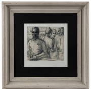 ERIC WESTBROOK (1915 - 2005),  Time Please Gentlemen,  pen on paper, in Thallon frame  24cm x 26cm, 60cm x 59cm overall - 2