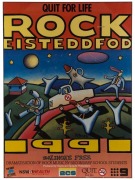 REG MOMBASSA, "Quit For Life Rock Eisteddfod", block mounted poster, 90cm x 67cm overall