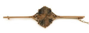 WENDT (attributed), antique 9ct rose gold and agate bar brooch, South Australian origin, 19th century, 6.5cm wide, 5.4 grams total