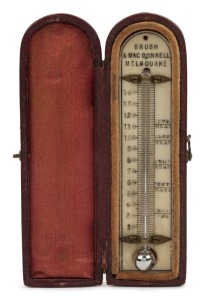 BRUSH & MacDONNELL of Melbourne, antique pocket thermometer in original leather case, circa 1860, ​​​​​​​8.5cm high overall