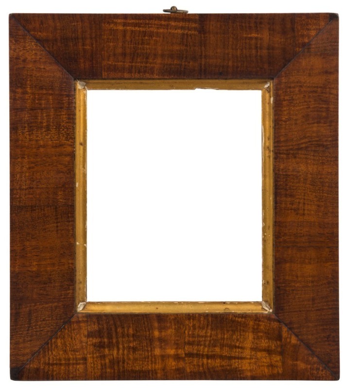 An antique Australian blackwood picture frame with gilt slip, Tasmanian origin, circa 1850, ​​​​​​​27 x 24.5cm overall, internal 16 x 13cm