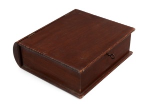 An antique Australian cedar book box bible case, 19th century, ​​​​​​​9.5cm high, 25.5cm wide, 25cm deep including handle