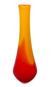 GRANT DONALDSON Australian orange and red art glass vase,  signed "G. Donaldson 2000", 61cm high 