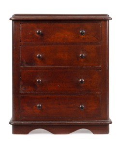 An antique Australian cedar four drawer apprentice chest, 19th century,  40.5cm x 34.5cm x 19cm 
