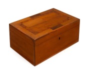 NEW ZEALAND antique kauri pine box with inlaid specimen wood top, 19h century, ​​​​​​​12cm high, 27cm wide, 18cm deep 