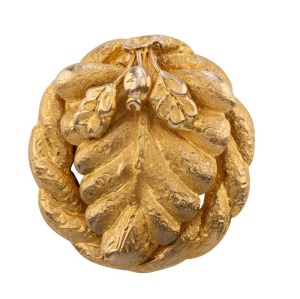 WILLIAM DRUMMOND OF MELBOURNE antique 15ct gold brooch of leaf form with articulated front, 19th century, 3.2cm high, 7.4 grams