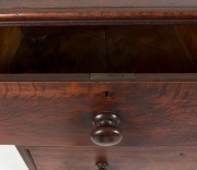 A rare solid casuarina chest of five drawers, Baltic pine packing case secondary timbers with blackwood knobs, South Australian origin, circa 1870. Unusual peg joint construction throughout, and scratched in cock beading to the drawer blades, most likely - 3