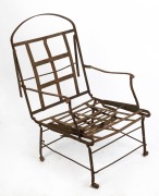 An Australian goldfields metamorphic armchair/bed, cast and wrought iron construction with original strap work, 19th century. 34cm high, 176cm long, 68cm wide - 3