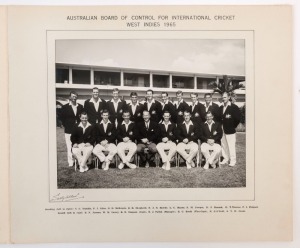 1965 AUSTRALIAN TOUR OF WEST INDIES: 1965 Official Australian team photograph, in folder, titled 'Australian Board of Control for International Cricket, West Indies, 1965', showing McKenzie 3nd left on back row; players names printed on mount beneath, ove