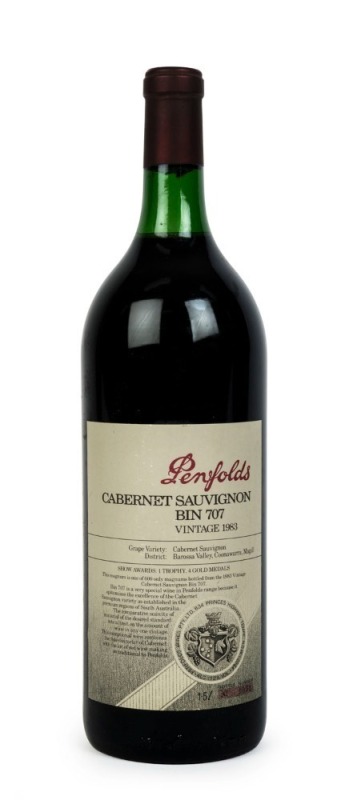 1983 PENFOLDS Bin 707, Cabernet Sauvignon, South Australia, bottle no. 51 in original wooden case (1 magnum). 