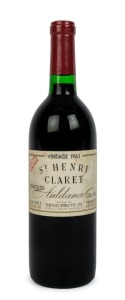 1963 PENFOLDS St. Henri Special Vintage Claret, Auldana, South Australia, (1 bottle). Penfolds Red Wine Clinic 2000/2001 label verso.