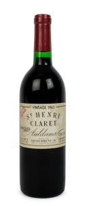 1963 PENFOLDS St. Henri Special Vintage Claret, Auldana, South Australia, (1 bottle). Penfolds Red Wine Clinic 2000/2001 label verso.