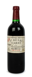 1966 PENFOLDS St. Henri Special Vintage Claret, Auldana, South Australia, (1 bottle). Penfolds Red Wine Clinic 1998 label verso.