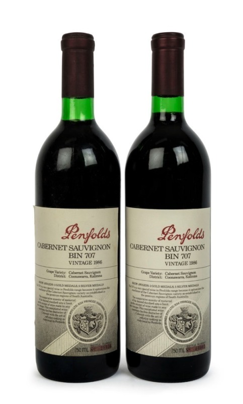 1986 PENFOLDS Bin 707 Cabernet Sauvignon, South Australia, (2 bottles)