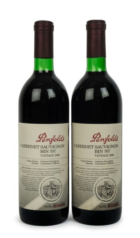 1986 PENFOLDS Bin 707 Cabernet Sauvignon, South Australia, (2 bottles)