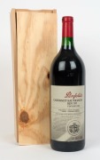 1986 PENFOLDS Bin 707, Cabernet Sauvignon, South Australia, bottle no.326 in original wooden case (1 magnum).  Penfolds Red Wine Clinic 2010 label verso. - 2