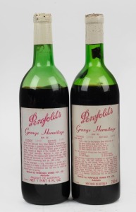 PENFOLDS GRANGE HERMITAGE Bin 95 1969 and 1974 (2 bottles). Note: Low levels