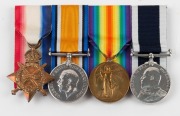 SUNK AT GALLIPOLI HMS IRRESISTIBLE WW1 ROYAL NAVY MEDALS to 177170 CHIEF STOKER HILL: The group of four comprises of a 1914-15 Star, impressed named 1770. R.N.A. HILL. Ch. STO. R.N.; British War and Victory medals (1914 - 18), impressed named; Royal Navy