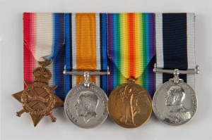 A group of four medals to Chief Petty Officer WALTER HERBERT HOWARD of the Royal Navy, who served aboard the Royal Yacht HMS Ophir for the Royal Tour to AUSTRALIA in 1901, as well as being aboard HMS Canterbury at the Battle of Jutland (1916). The medals 