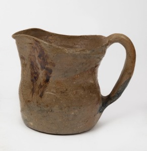 MERRIC BOYD pottery jug, A/F, incised "Merric Boyd, 1941", 10cm high, 13cm wide