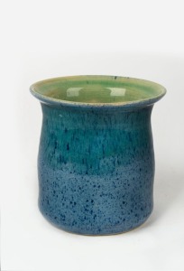 MERRIC BOYD blue glazed pottery vase with green interior, incised "M. Boyd, 1928", 11cm high
