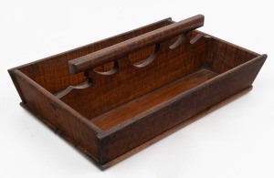 An antique Colonial Australian fiddleback blackwood cutlery tray, Tasmanian origin, 19th century, 36cm wide