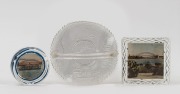 SYDNEY HARBOUR BRIDGE group of three commemorative glass dishes, the largest 14cm wide