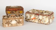 Three Australian shell trinket boxes, 19th/20th century, the largest 24cm wide