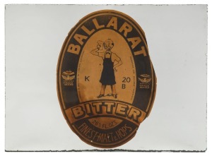 BALLARAT BERTIE point of sale pub advertising mirror, lithograph paper on glass,  ​​​​​​​45cm x 58cm