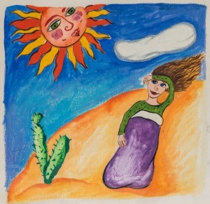 MIRKA MADELINE MORA (1928 - 2018), A group of nine items comprising of a lovely ink and watercolour picture of a girl waking up in her sleeping bag under the gaze of the friendly sun (15 x 15cm); a pencil sketch of a bird-like creature, initialled "MM" at