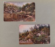 A small album featuring mainly Australian subjects including J.A. Turner artist cards, L.H. Davey Tasmania cards, Charles Young Lorne scenes, etc. (50). - 2