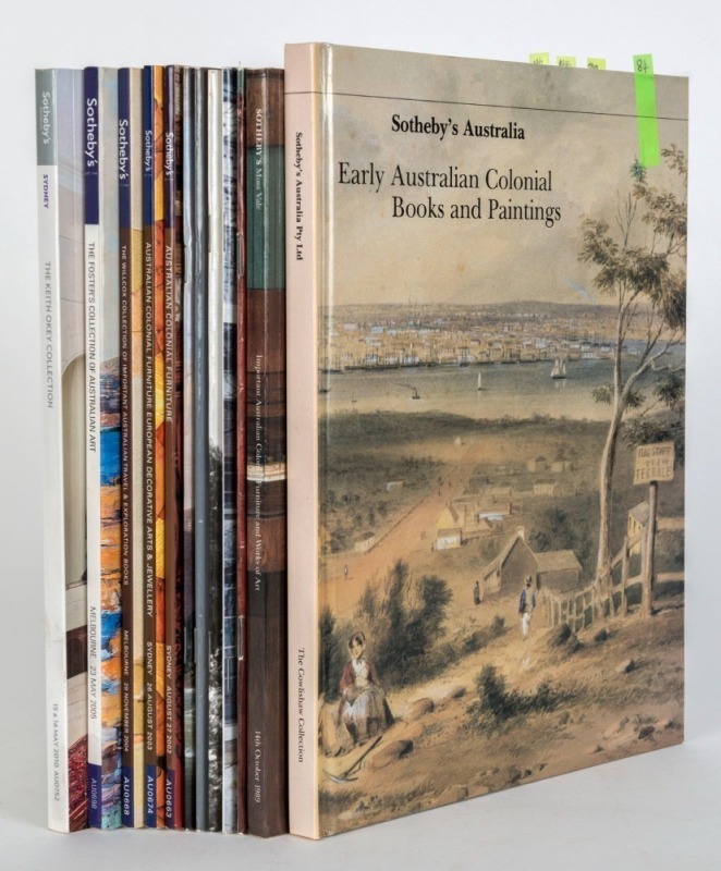 SOTHEBY'S AUSTRALIA 1984 - 2010 auction catalogues, including 1984 "Early Australian Colonial Books and Paintings", 1989 "Important Australian Colonial Furniture and Works of Art, Moss Vale", 1993 "The Lord McAlpine Collection of Australian Furniture", 19