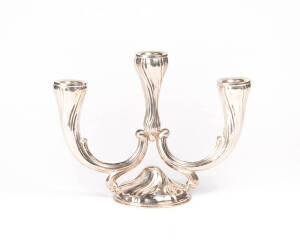 Three branch candelabra stamped STERLING. 420 grams. Height 25.5cm, width 33cm